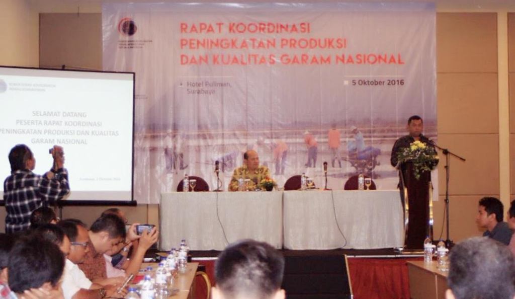 Rapat Koordinasi Peningkatan Produksi dan Kualitas Garam Nasional di Pullman Hotel, Jalan Basuki Rahmat, Surabaya, Jawa Timur, Rabu (5/10/2016). Foto:MTVN/Renatha