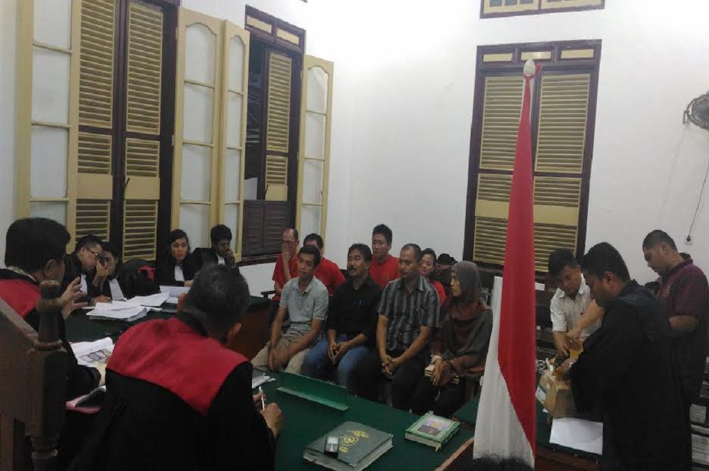Suasana sidang kasus narkoba di PN Medan dengan terdakwa Toge yang mengendalikan transaksi dari balik sel Lapas Lubukpakam, MTVN - Farida 