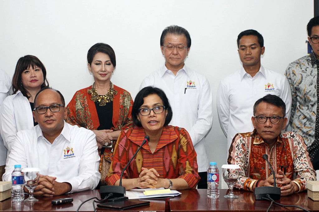 Menteri Keuangan Sri Mulyani (tengah). MI/Galih Pradipta.