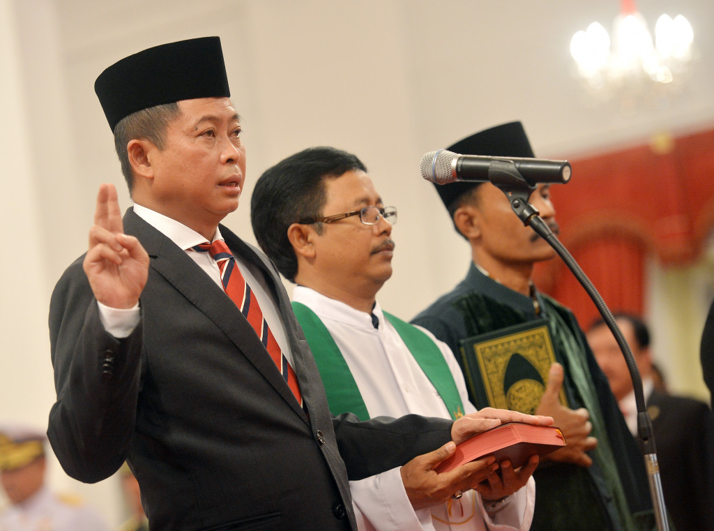Menteri ESDM Ignasius Jonan. ANTARA FOTO/Yudhi Mahatma.