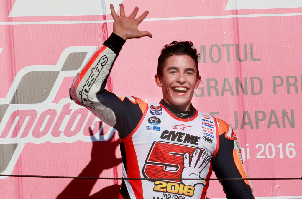 Marc Marquez saat menjadi juara di Motegi, Jepang (Foto: AFP)