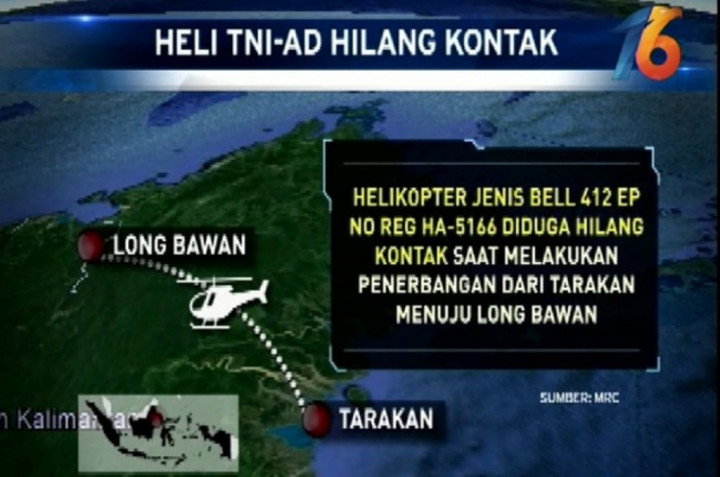 Kronologis Hilangnya Kontak Helikopter Milik TNI AD di Tarakan