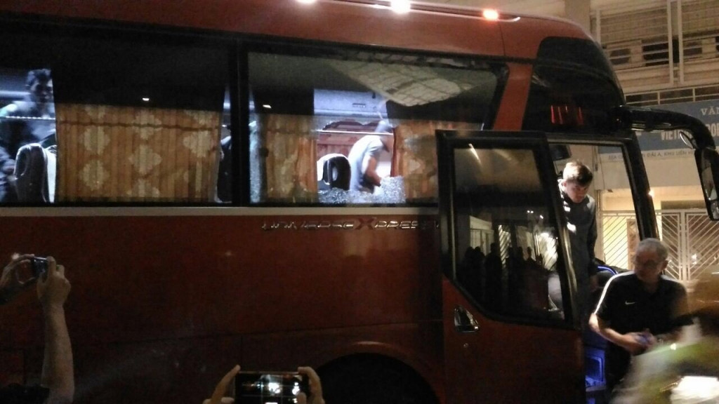 Kondisi bus timnas Indonesia (Foto: PSSI_FAI)