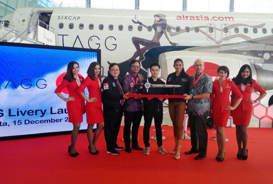 AirAsia Indonesia Gandeng SIXCAP Luncurkan Livery TAGG (Foto:Metrotvnews.com/Anggitondi Martaon)