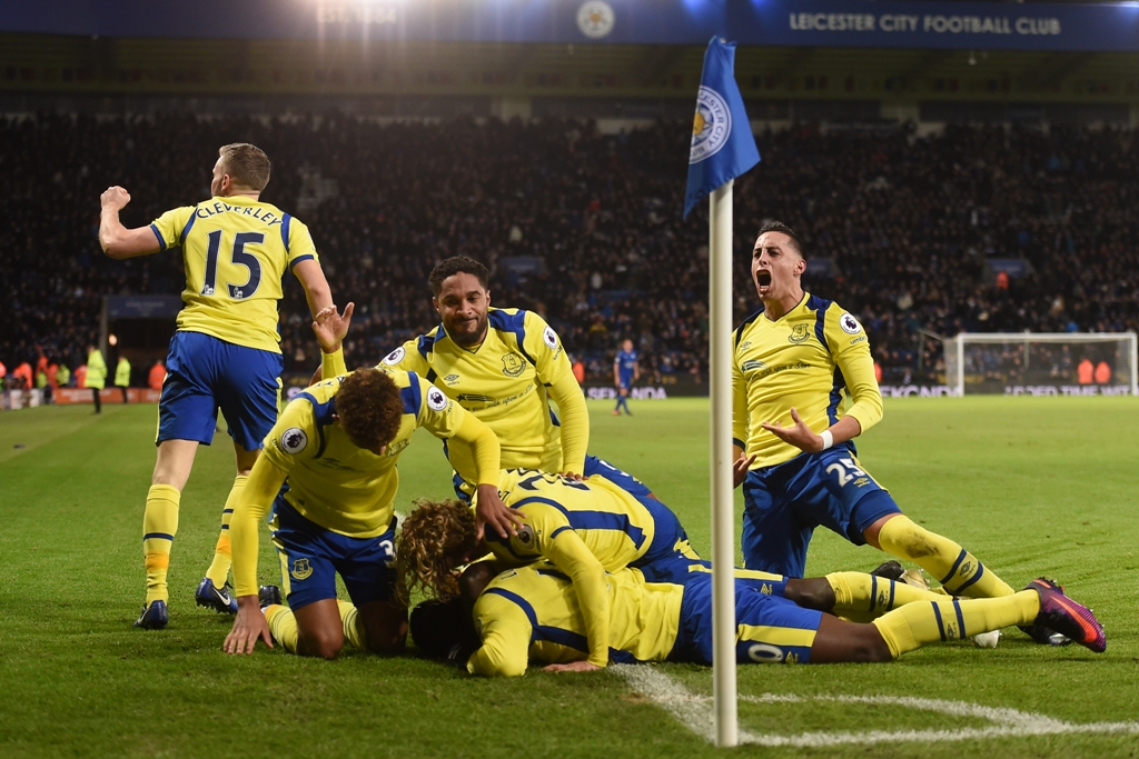Selebrasi gol Everton. (Paul ELLIS / AFP)