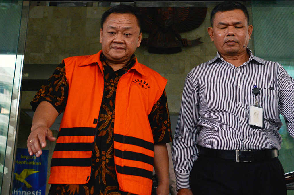 Deputi Bidang Informasi Hukum dan Kerja Sama Bakamla Eko Susilo Hadi usai menjalani pemeriksan di Gedung KPK Jakarta, Kamis (29/12/2016) -- MI/Mohamad Irfan