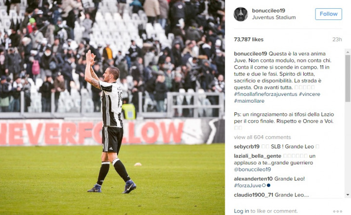 Ucapan Terima Kasih Bonucci untuk Tifosi Lazio