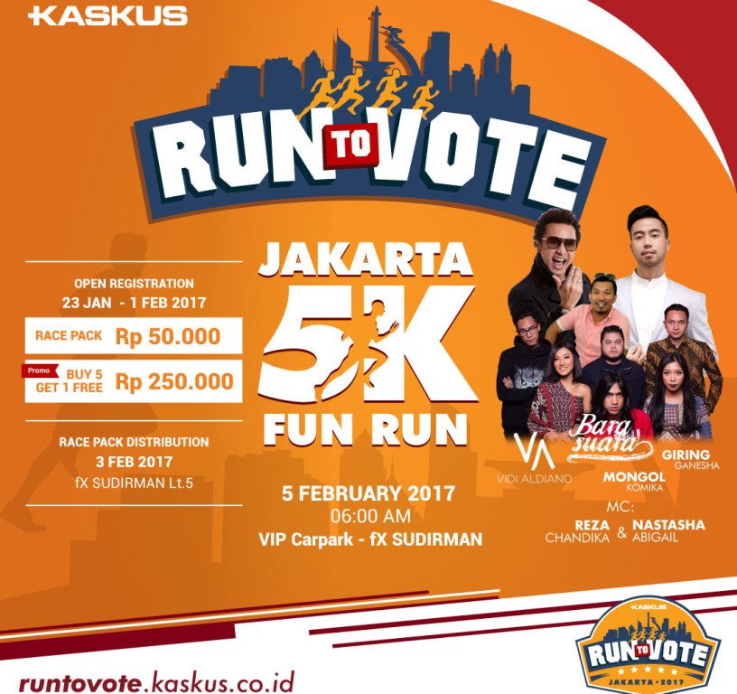 KASKUS mengajak warga Jakarta, khususnya pemilih pemula untuk menyuarakan aspirasi melalui Run To Vote