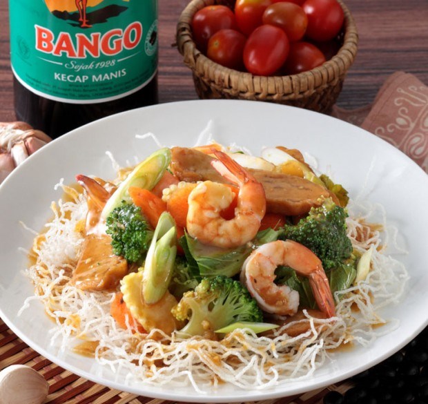 Bihun Siram Capcay Goreng Kekian mengandung gizi tinggi dan mudah diolah (Foto:Bango)