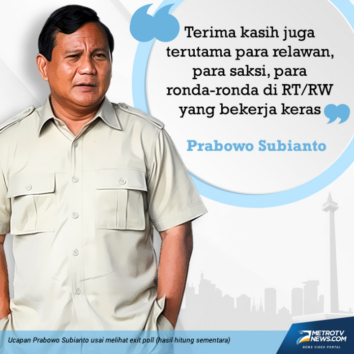 Begini Gaya Prabowo Mengomentari Hasil Hitung Cepat
