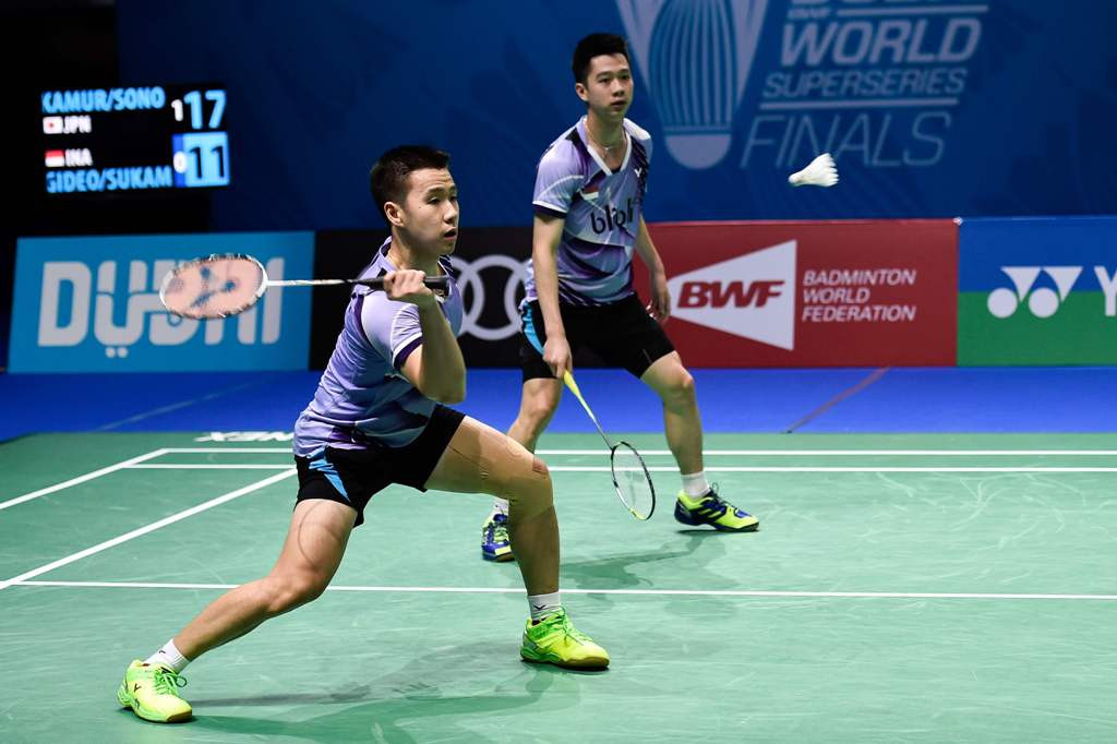 Kevin Sanjaya/Marcus Fernaldi Gideon akan menjadi andalan di sektor ganda putra (Foto: AFP)