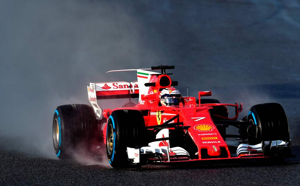 Aksi Kimi Raikkonen di tes pra musim Catalunya (Foto: AFP/JOSE JORDAN)