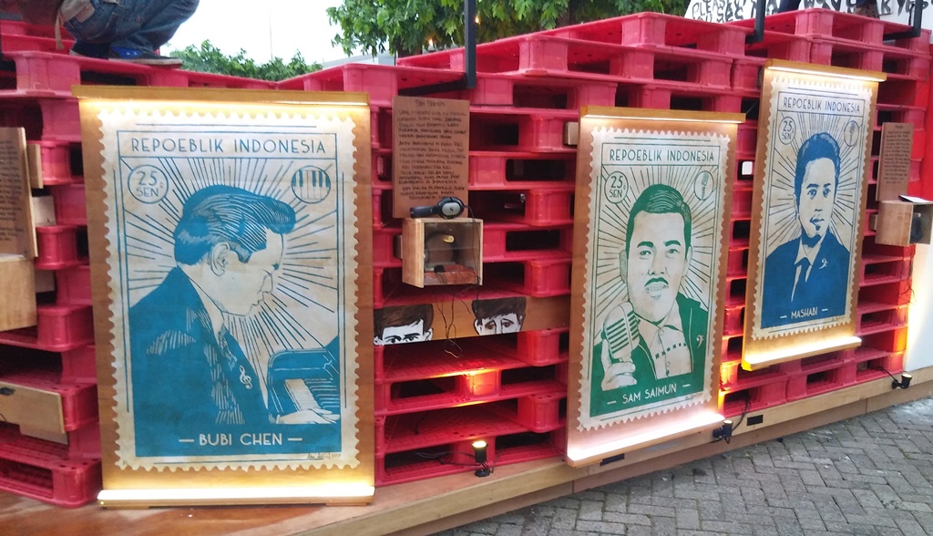 Pada tahun ini, salah satu yang patut disimak jika Anda datang ke Java Jazz adalah monumen yang dibangun di bagian tengah area JIExpo Kemayoran, Jakarta. (Foto: Metrotvnews.com/Agustinus Shindu Alpito)