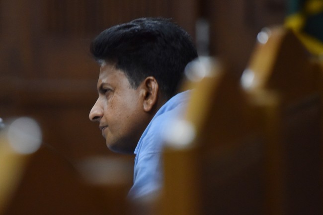 Ramapanicker Rajamohanan Nair menyimak keterangan saksi ketika sidang lanjutan di Pengadilan Tipikor, Jakarta, Senin (20/2/2017). Antara Foto/Wahyu Putro A