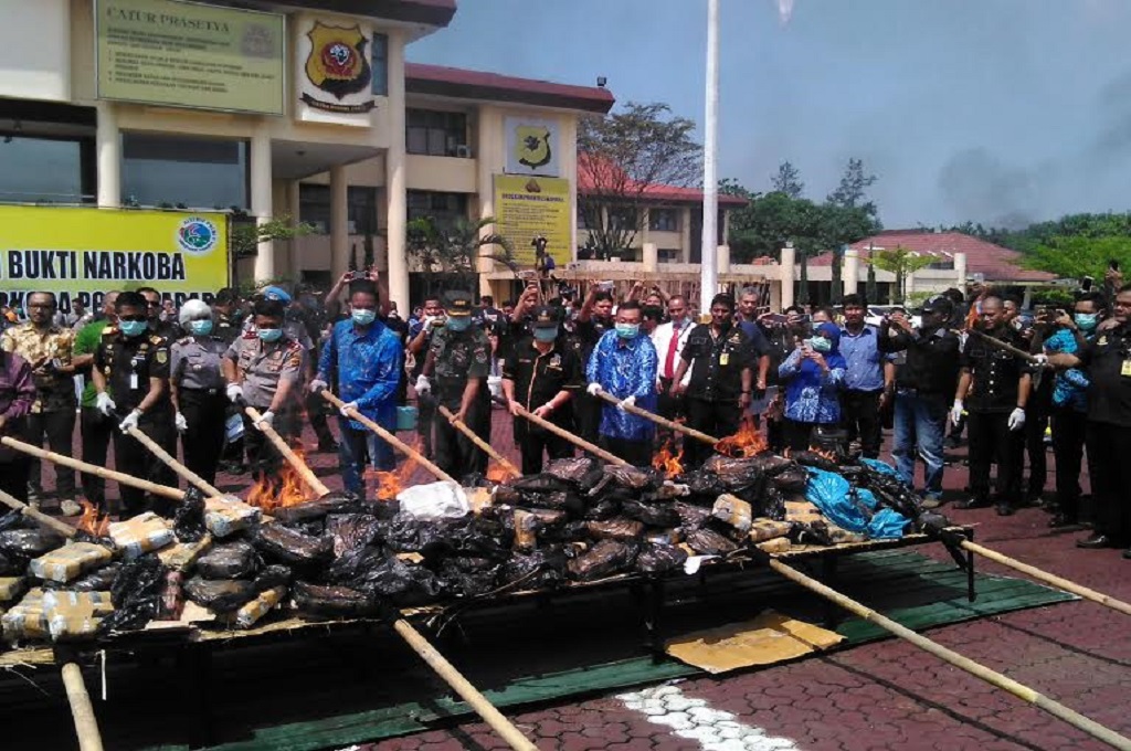 Pemusnahan barang bukti narkoba di Mapolda Jabar, MTVN - Octavianus