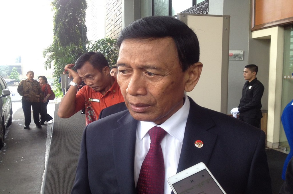 Menteri Koordinator Politik, Hukum dan Keamanan RI, Wiranto di Hotel Sari Pan Pacific, Jakarta, Rabu 22 Maret 2017. (Foto: MTVN/Sonya Michaella)