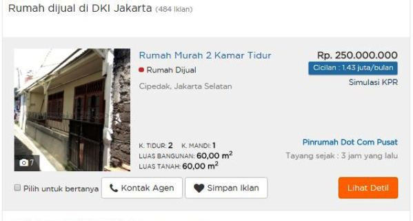 Ini Rumah Harga Rp 300-an juta di Jakarta