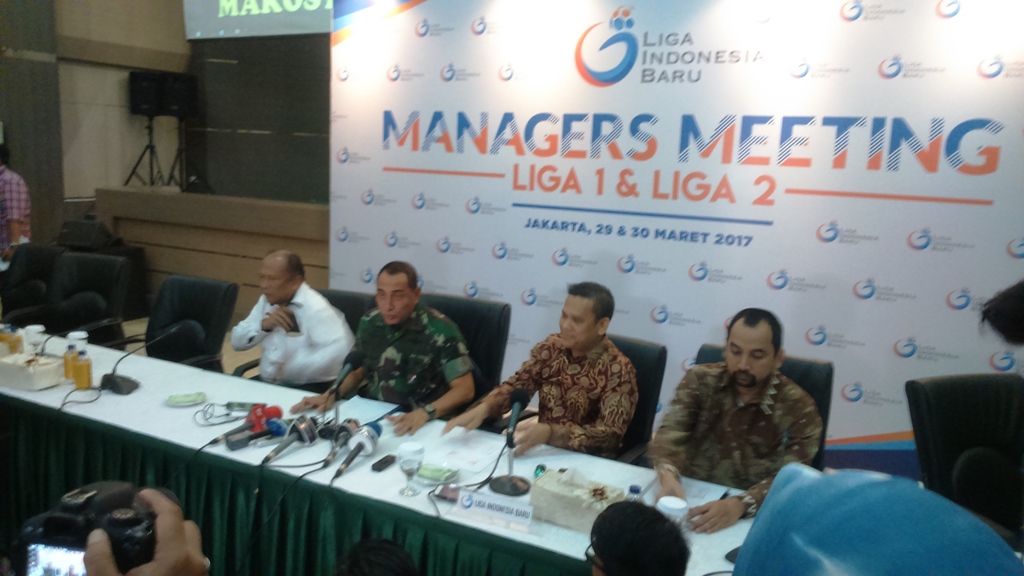 Suasana jalannya Managers Meeting PSSI dan perwakilan klub untuk membahas Liga 1 dan 2 yang akan mulai digulirkan medio April mendatang (Foto: MTVN/Rendy Renuki H)