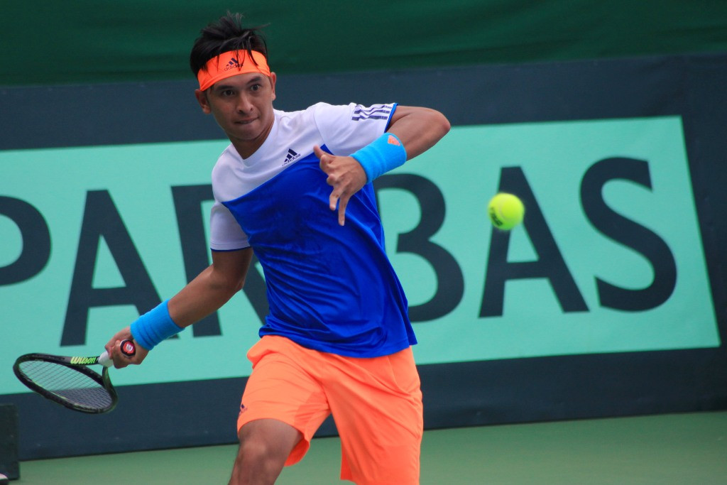 Christoper Rungkat membawa tim Davis Indonesia tetap bertahan di Grup II Piala Davis (Foto: Maulana Surya/Antara)