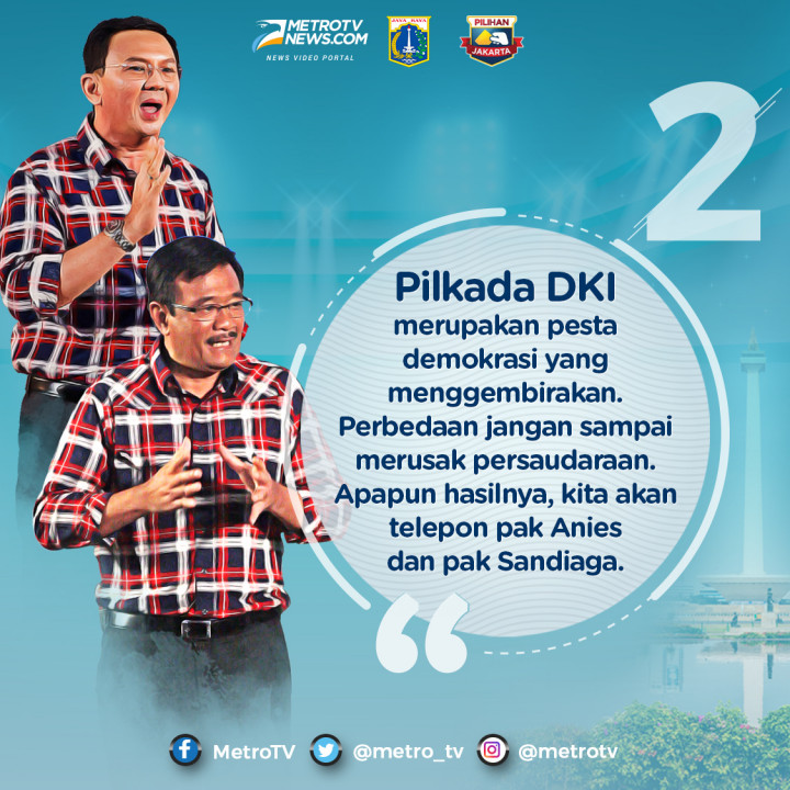 Djarot: Apapun Hasilnya, Kita Telepon Pak Anies dan Pak Sandiaga