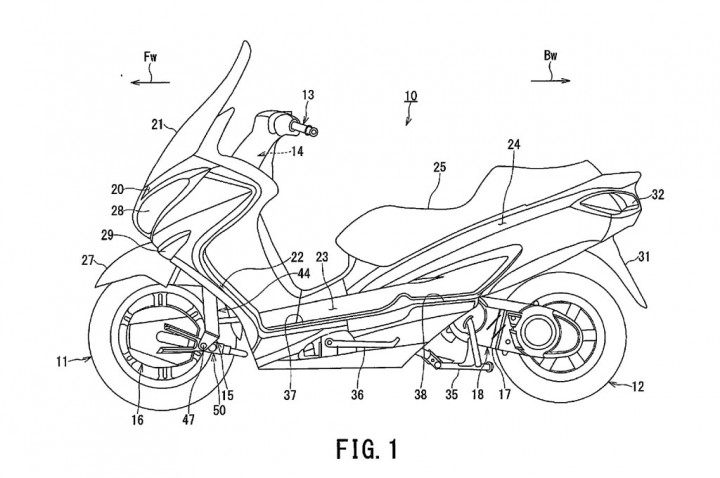 Suzuki Patenkan Desain Skutik Berpenggerak Dua Roda