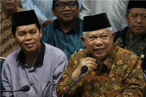 Ketua Umum Majelis Ulama Indonesia (MUI) KH Ma'ruf Amin (kanan). ANT/Rivan Awal Lingga. 