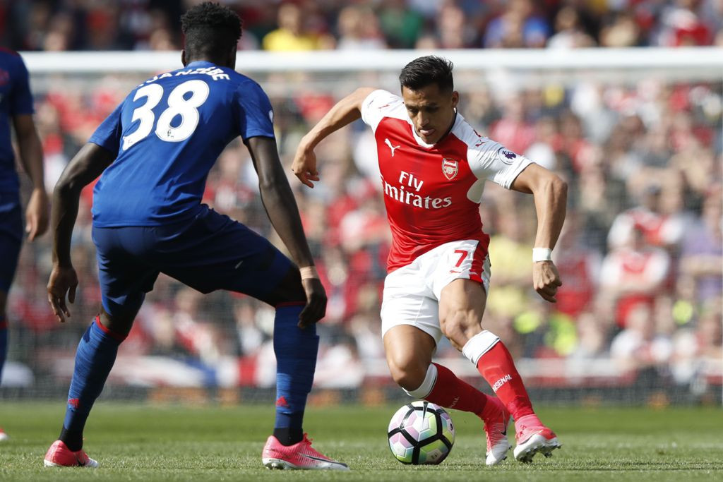 Laga Arsenal kontra Manchester United di LIga Primer Inggris, Minggu 7 Mei malam (AFP PHOTO / Adrian DENNIS)