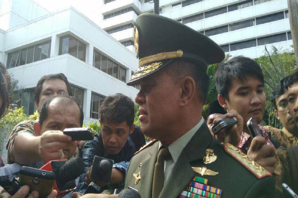Panglima TNI Jenderal Gatot Nurmantyo usai mengikuti upacara peringatan Hari Kelahiran Pancasila di Gedung Pancasila Kemenlu RI, Jakarta,1 Juni 2017. (Foto: MTVN/Surya Perkasa)