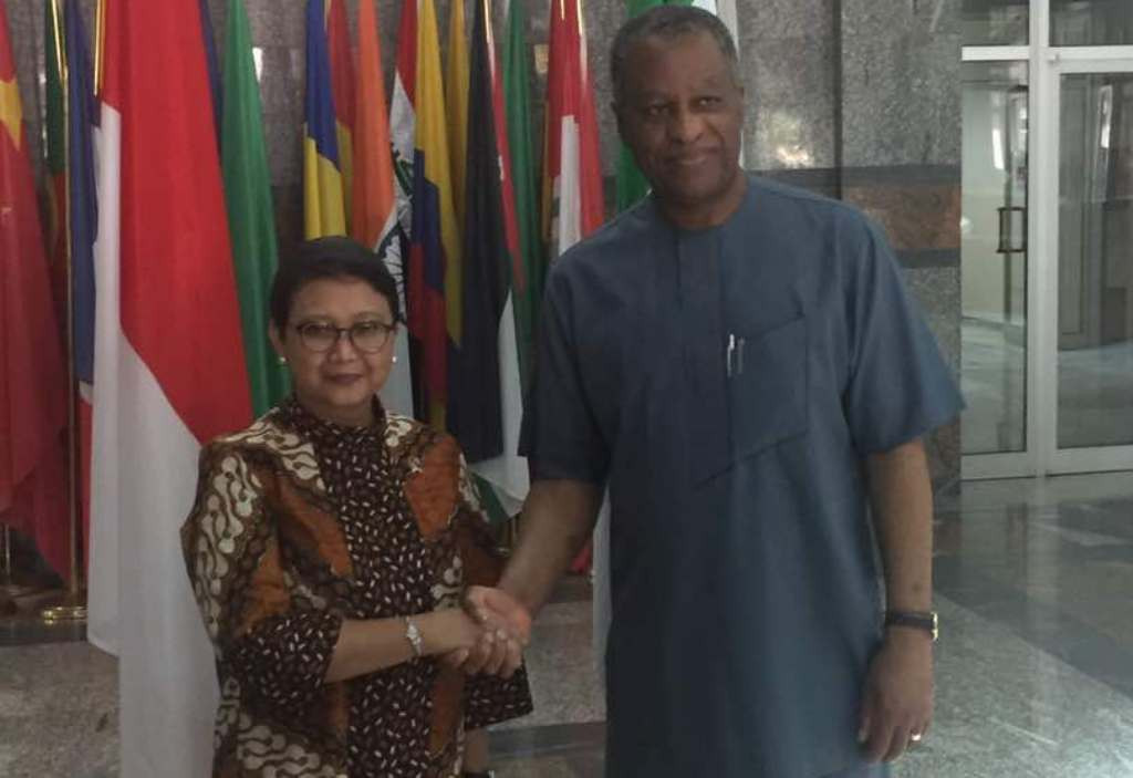 Menteri Luar Negeri Retno L.P Marsudi membahas kerja sama ekonomi dengan Menlu Nigeria Geoffrey Onyeama (Foto: Dok.Kemenlu RI).