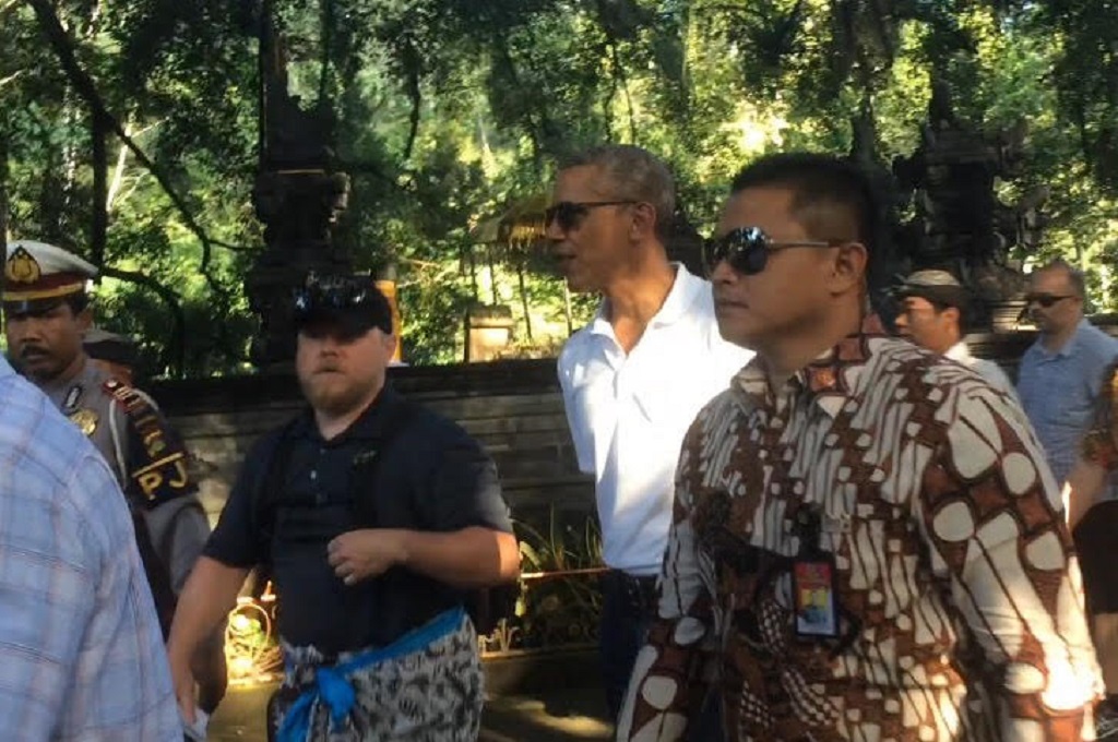 Barack Obama tiba di Pura Tirta Empul di Desa Pakraman Tampak Siring, Kabupaten Gianyar, Bali, MTVN - Raiza Andini
