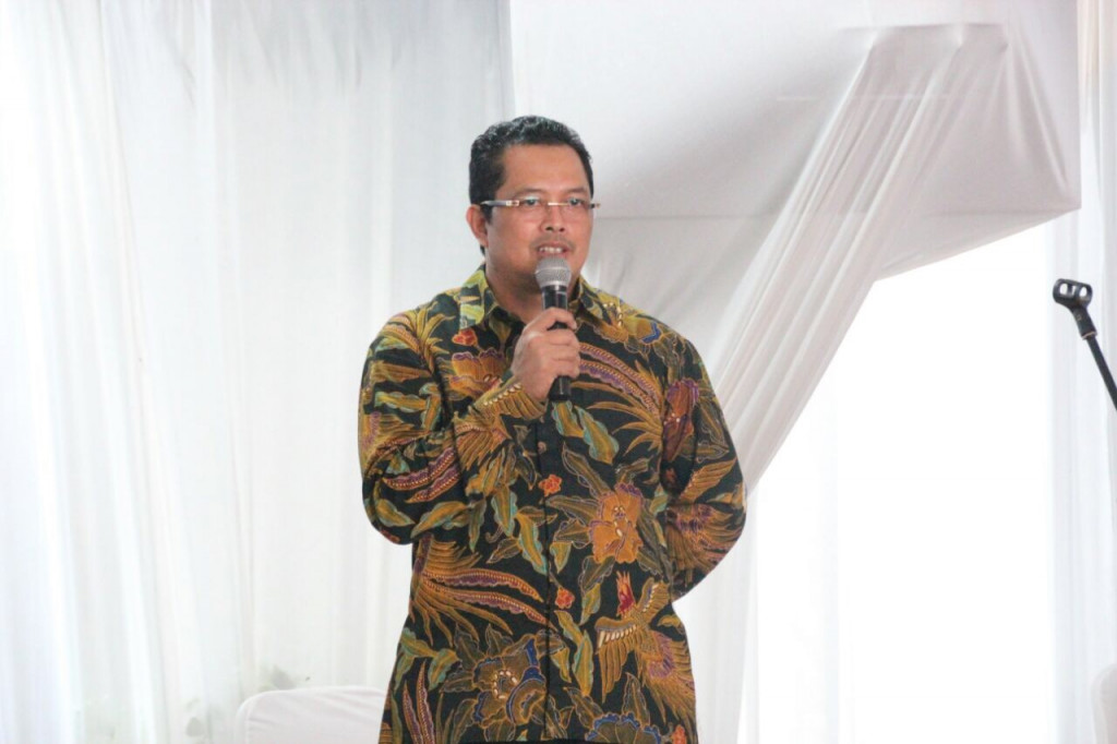 Mahyudin saat memberikan sambutan ketika Halal bihalal di kediamannya (Foto: Dok. MPR)