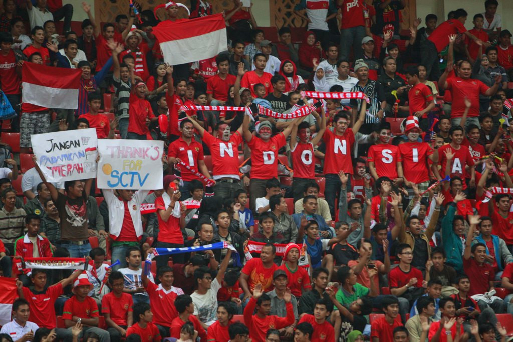 Suporter TImnas Indonesia (MI/ROMMY PUJIANTO)