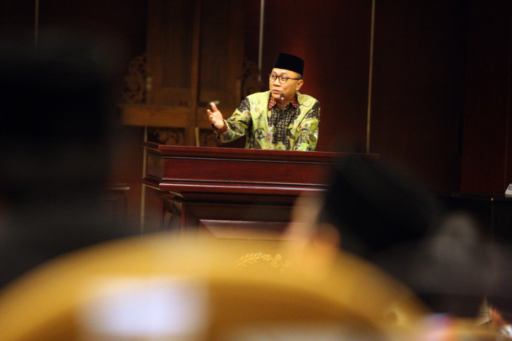  Ketua MPR Zulkifli Hasan saat seminar nasional di Kompleks Parlemen Senayan, Jakarta, Selasa (2/5/2017). Foto: MI/Susanto