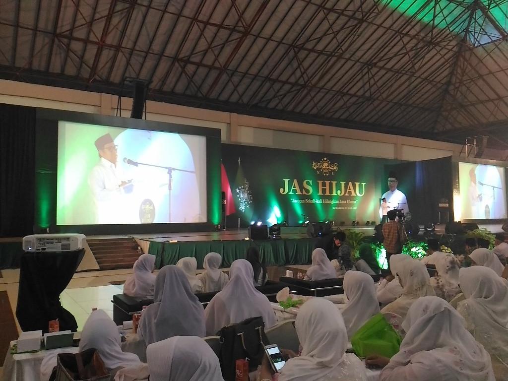 Ketua PKB, Muhaimin Iskandar, saat memberi sambutan dalam konsolidasi pengurus NU dan PKB Jateng di Semarang. (MTVN/Mustholih)