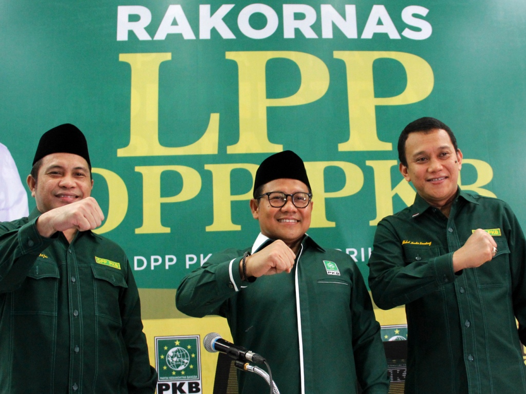  Ketua Umum DPP Partai Kebangkitan Bangsa (PKB) Muhaimin Iskandar (tengah). (Foto: MI/bary Fathahilah).