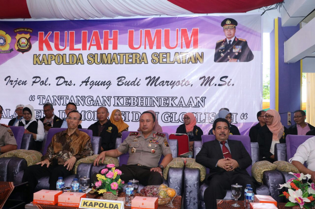 Kapolda Sumsel Irjen Agung Budi Maryoto saat memberikan kuliah umum. (Metrotvnews.com/Alwi Alim)