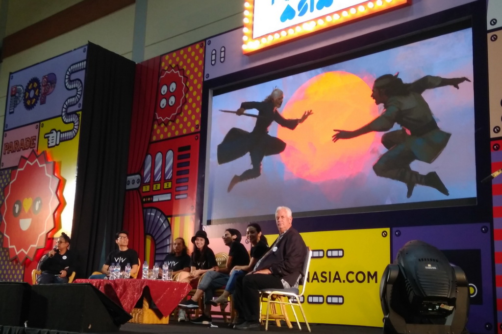 Tim film Wiro Sableng 212 tampil di panggung utama Popcon Asia 2017 (Foto: metrotvnews/purba)