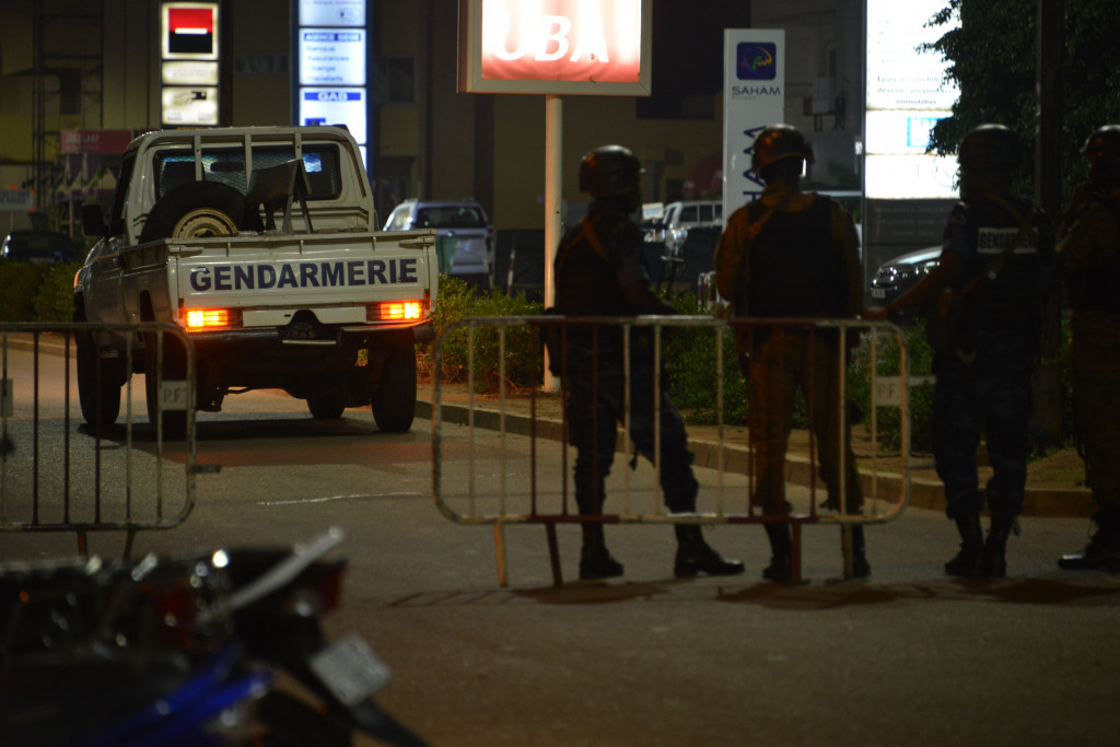 Burkina Faso gendarmes and army forces patrol the steets on August 13, 2017 as soldiers launch an operation against suspected jihadists in Burkina Faso after gunmen attacked a cafe in the capital Ouagadougou. (Photo:AFP/Ahmed Ouoba)