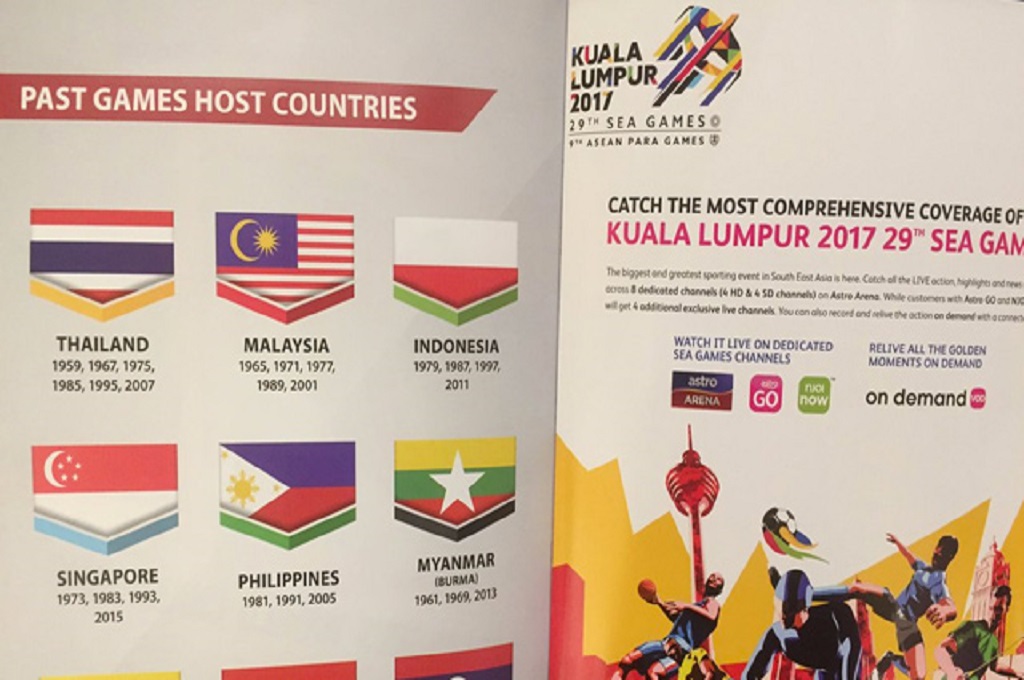 Bendera terbalik Indonesia di buku panduan Sea Games 2017. (Foto: AFP)