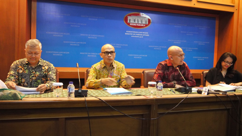 Keterangan pers Kemenlu RI terkait rencana kedatangan Partai Komunis Vietnam ke Indonesia (Foto: Marcheilla Ariesta/Metrotvnews.com).