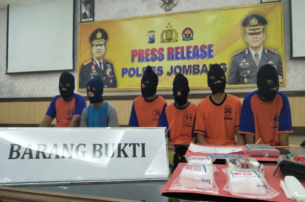 Gelar perkara penangkapan 38 tersangka peredaran narkoba di Mapolres Jombang, MTVN - Nurul Hidayat