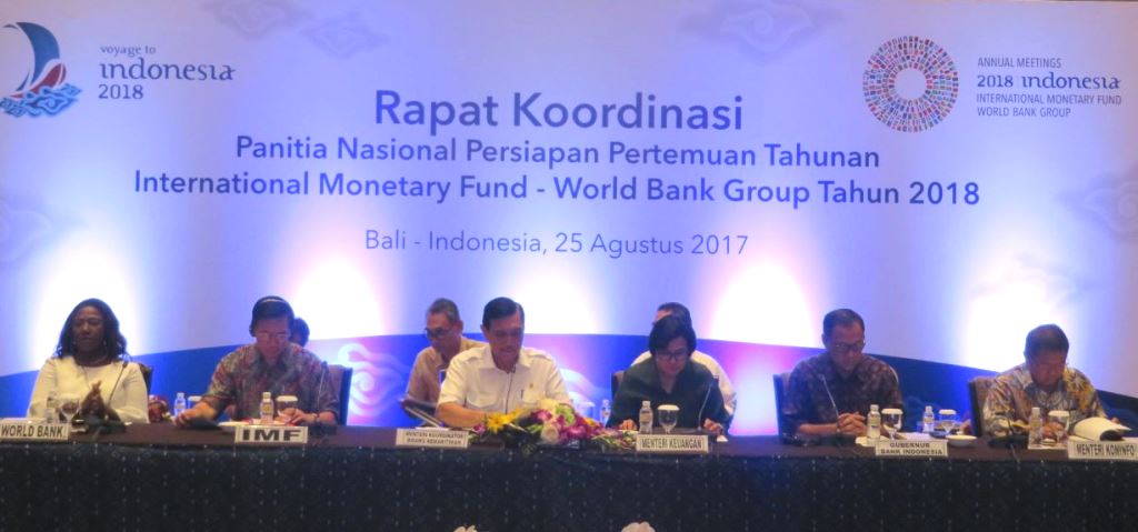 Panitia Nasional Annual Meeting IMF-World Bank 2018 meluncurkan website resmi terkait penyelenggaraan  pertemuan tahunan IMF-Bank Dunia 2018 (Foto: Metrotvnews.com/Suci Sedya Utami)