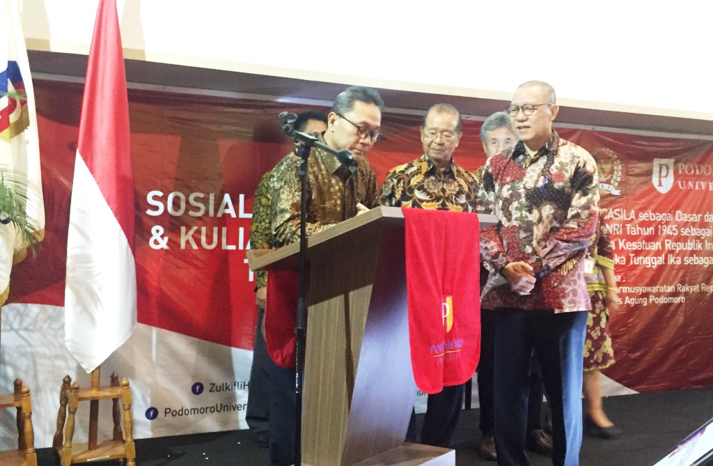 Ketua MPR RI di Universitas Podomoro, Jakarta Barat, Kamis, 31 Agustus 2017 (Foto:Metrotvnews.com/Gervin Nathaniel Purba)