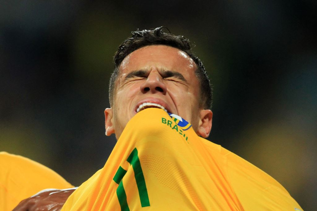Philippe Coutinho saat membela tim nasional Brasil (Foto: AFP/ITAMAR AGUIAR)