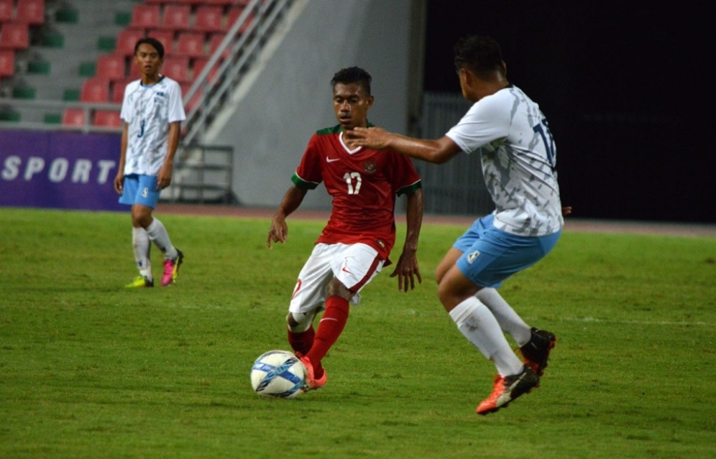 Aksi Hamsa Lestaluhu saat Timnas U-16 membantai Kepulauan Mariana 18-0 di laga perdana kualifikasi Piala Asia U-16 (Foto: Dok. PSSI)