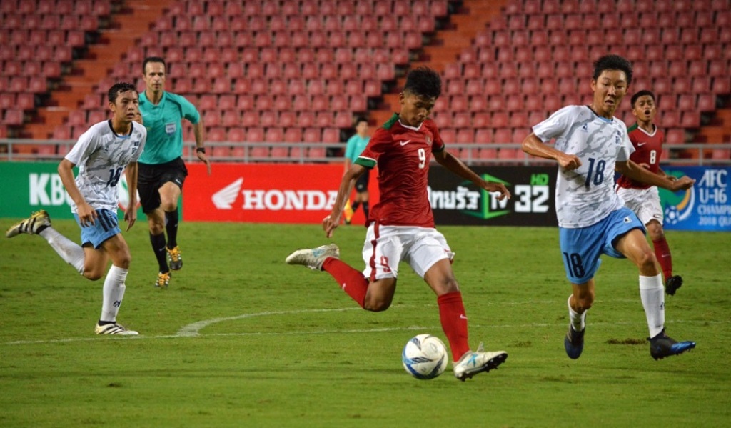 Aksi Sutan Zico saat mencetak lima gol ke gawang Kepulauan Mariana dan membawa Timnas U-16 menang 18-0 di laga perdana babak kualifikasi Piala Asia U-16 (Foto: Dok. PSSI)