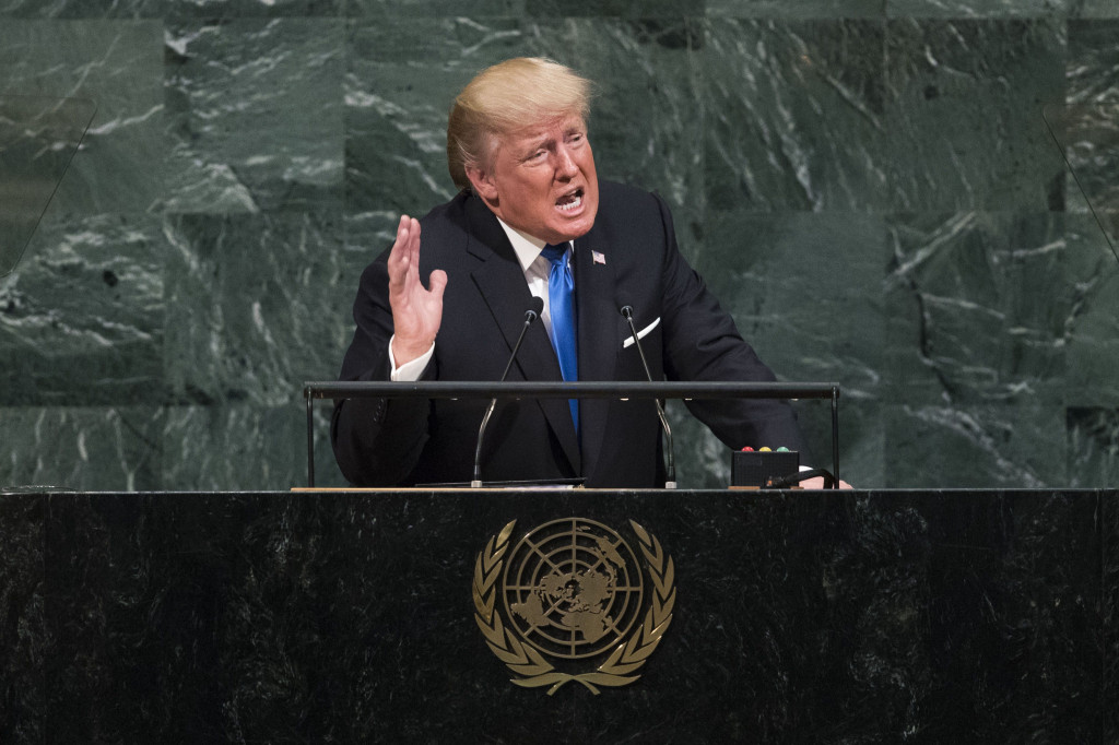 U.S. President Donald Trump addresses the United Nations General Assembly at UN headquarters, September 19, 2017 in New York City. (Photo:AFP/Getty/Drew Angerer