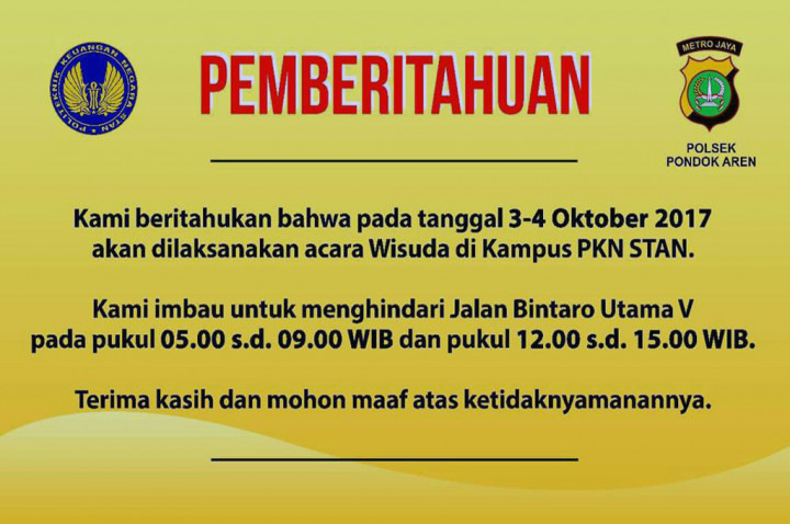 Masyarakat Diimbau Menghindari Jalan Bintaro Utama V