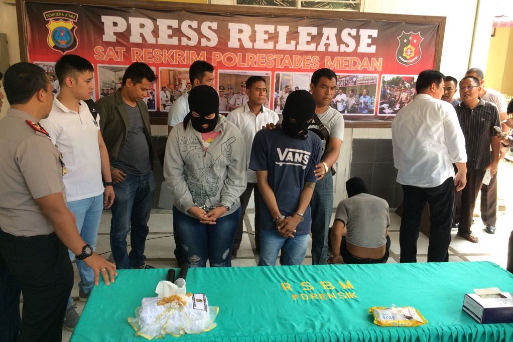 Polrestabes Medan merilis kejahatan jalanan yang bertujuan untuk mendapat modal membeli narkoba.Foto: MTVN/Budi Warsito