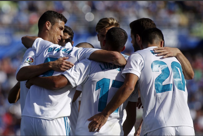Para pemain Real Madrid merayakan kemenangan mereka atas Getafe (Foto: Squawka)